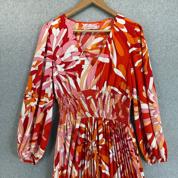 Traffic People Womens Maxi Dress A Line Smocked‎ Groovy Floral VNeck Size Large - Picture 3 of 16